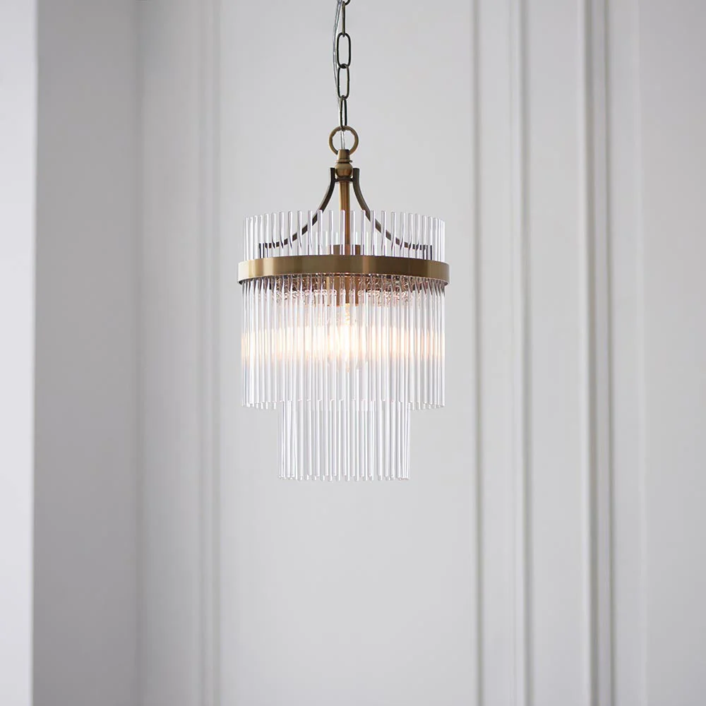 Stefan 1Lt Crystal Pendant Light - Antique Brass - Image 3