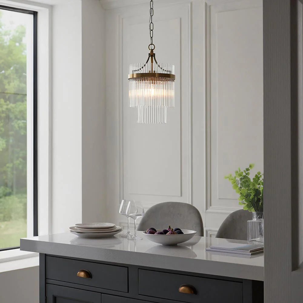 Stefan 1Lt Crystal Pendant Light - Antique Brass - Image 4