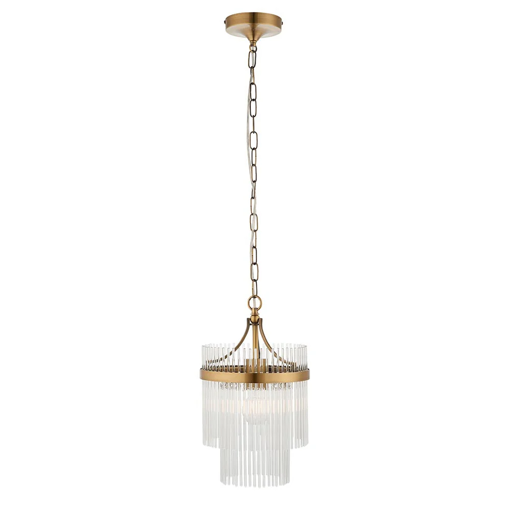 Stefan 1Lt Crystal Pendant Light - Antique Brass - Image 5