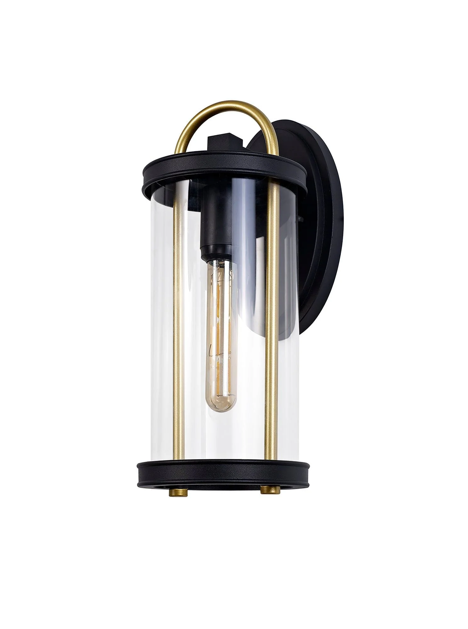 Ster Small/Large Wall Lamp, 1 x E27, Black & Gold/Clear Glass, IP54, 2yrs Warranty - Image 2