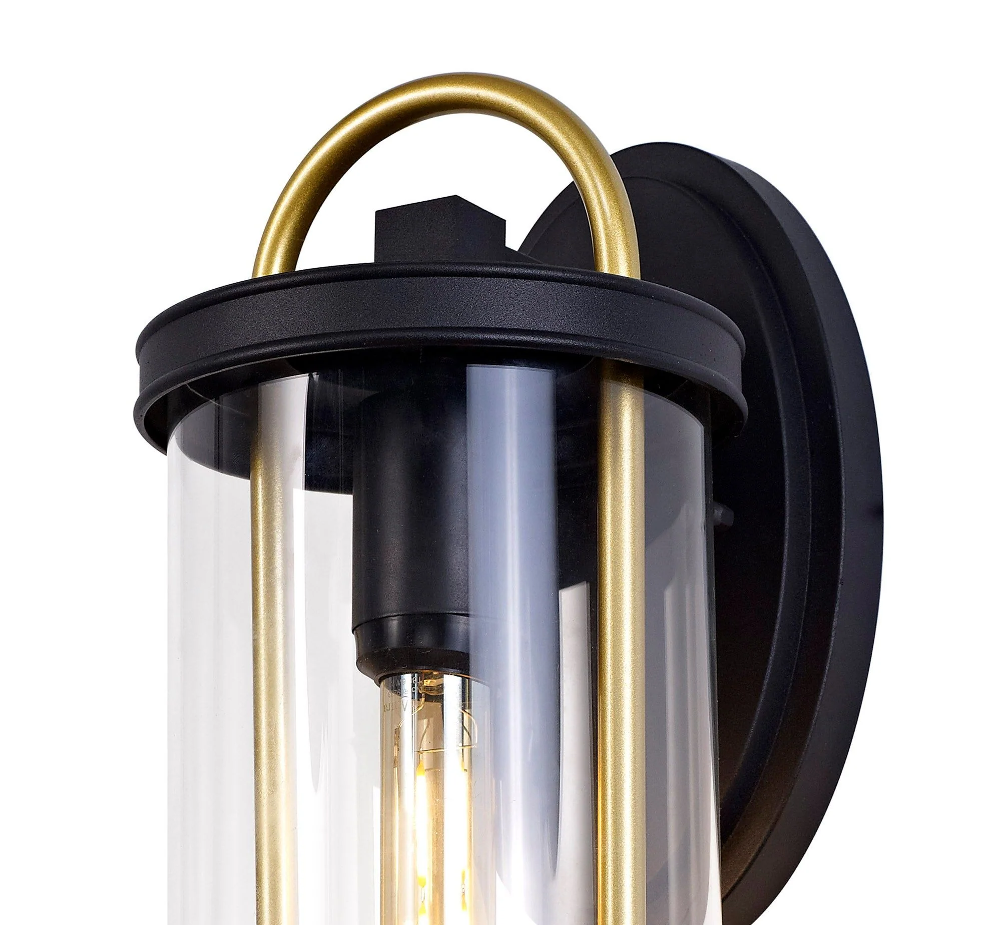Ster Small/Large Wall Lamp, 1 x E27, Black & Gold/Clear Glass, IP54, 2yrs Warranty - Image 3