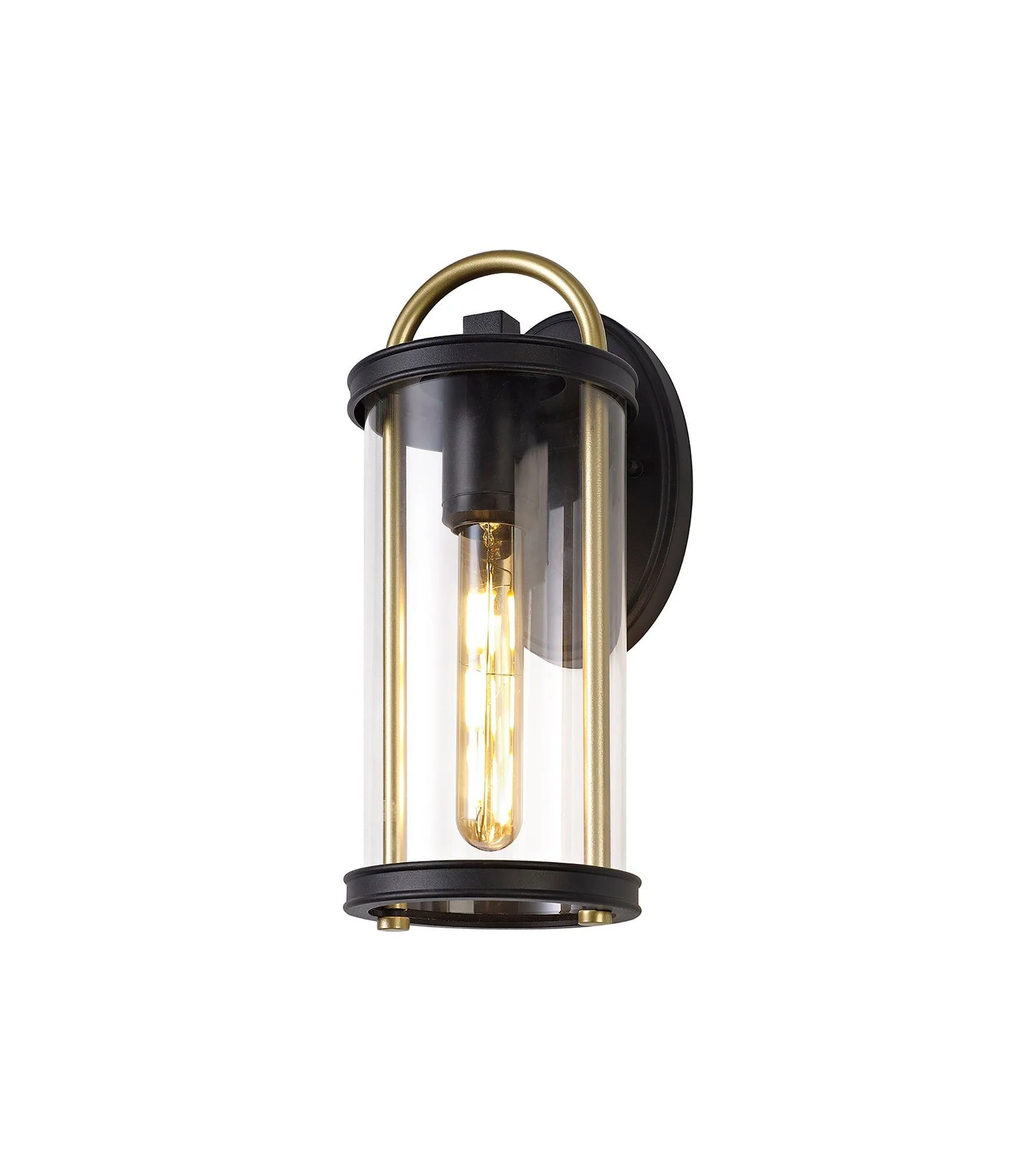 Ster Small/Large Wall Lamp, 1 x E27, Black & Gold/Clear Glass, IP54, 2yrs Warranty - Image 6