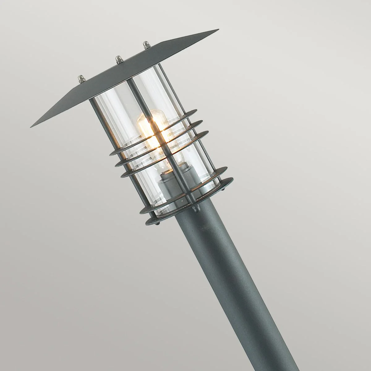Stockholm 1/3Lt Pillar - Black/Galvanised IP54 E27 - Image 3