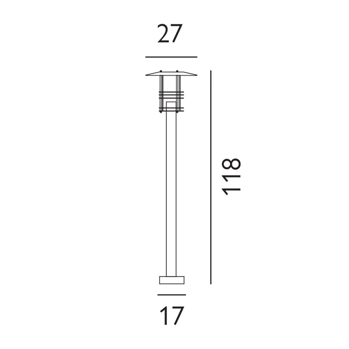 Stockholm 1/3Lt Pillar - Black/Galvanised IP54 E27 - Image 9