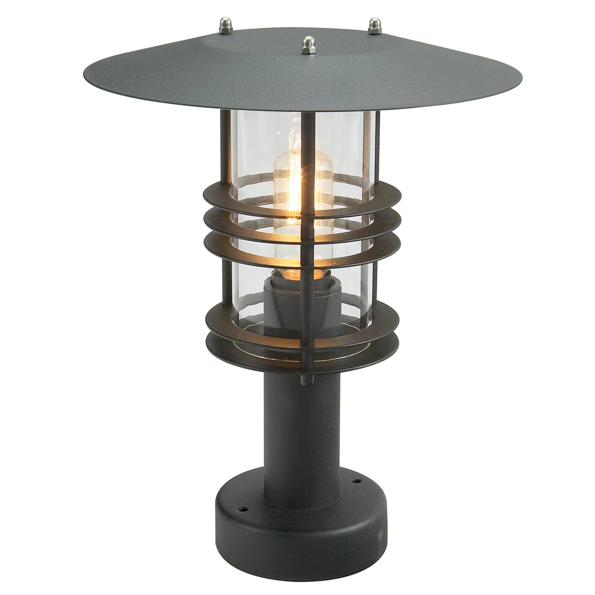 Stockholm 1 Light Pedestal - Black/Galvanised Finish