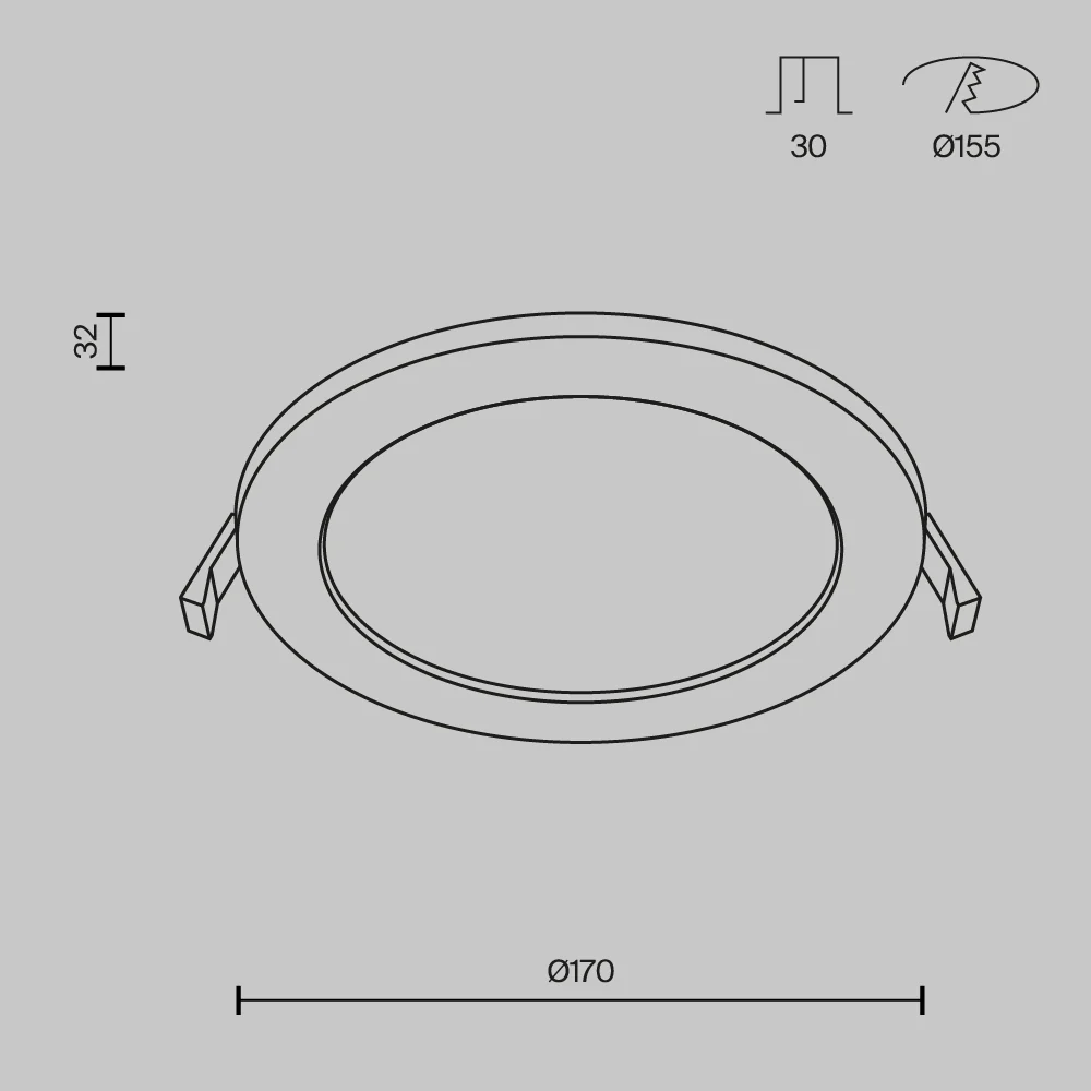 Stockton LED Flush Recessed Ceiling Light- White Finish IP44 - Image 7