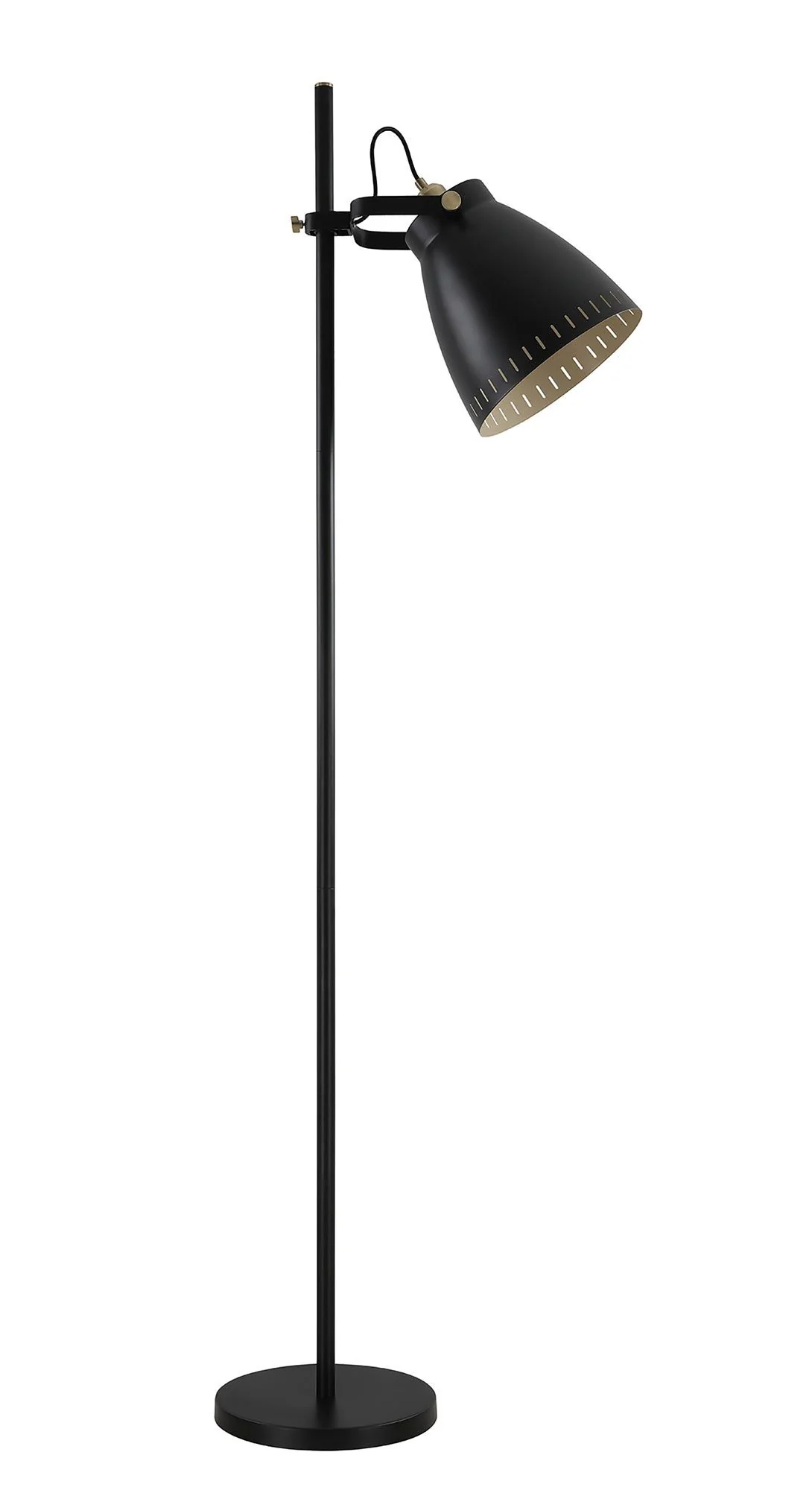 Stoke Adjustable Floor Lamp, 1 x E27, Matt Black/Antique Brass/Khaki - Image 4