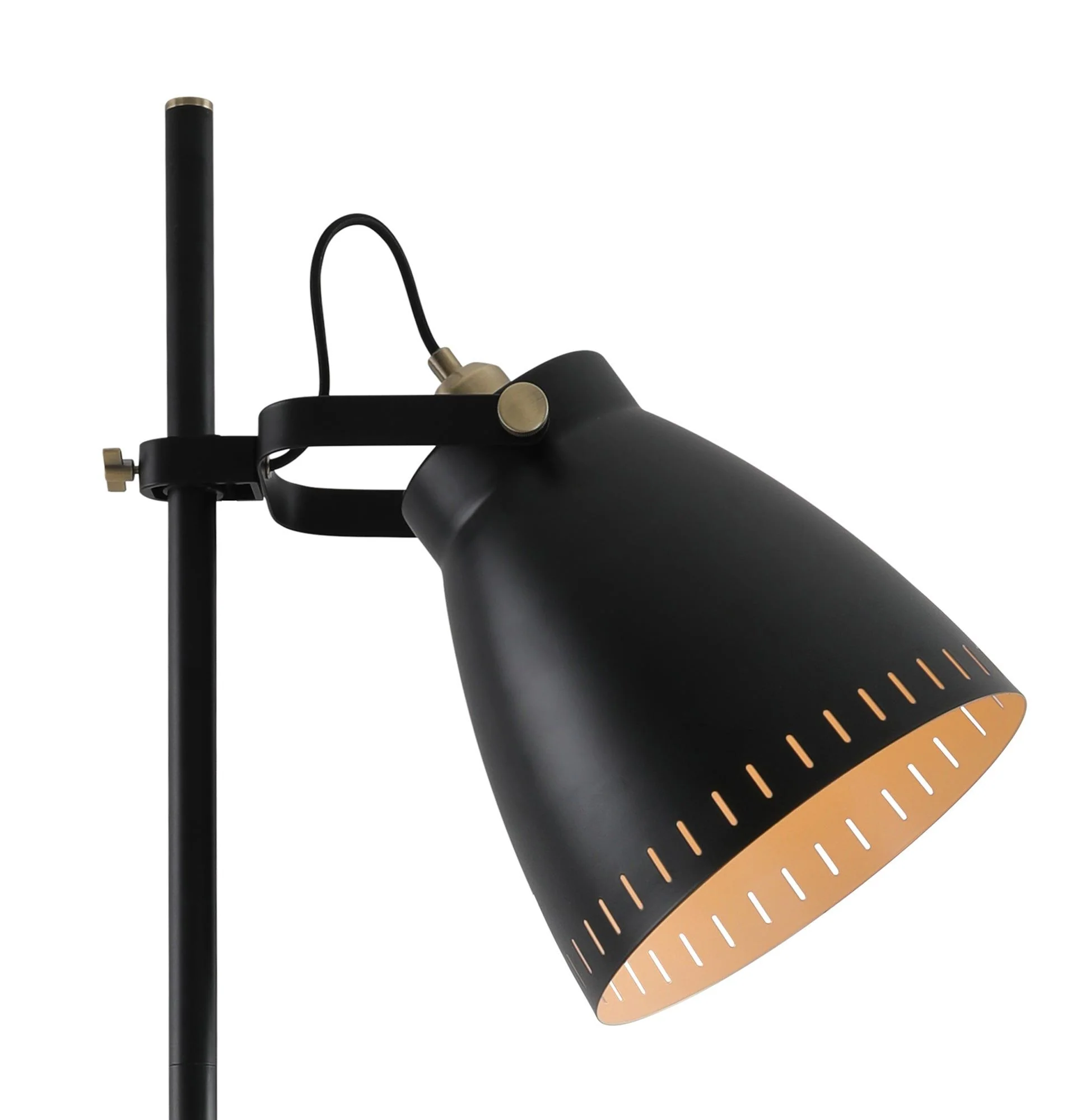 Stoke Adjustable Floor Lamp, 1 x E27, Matt Black/Antique Brass/Khaki - Image 5