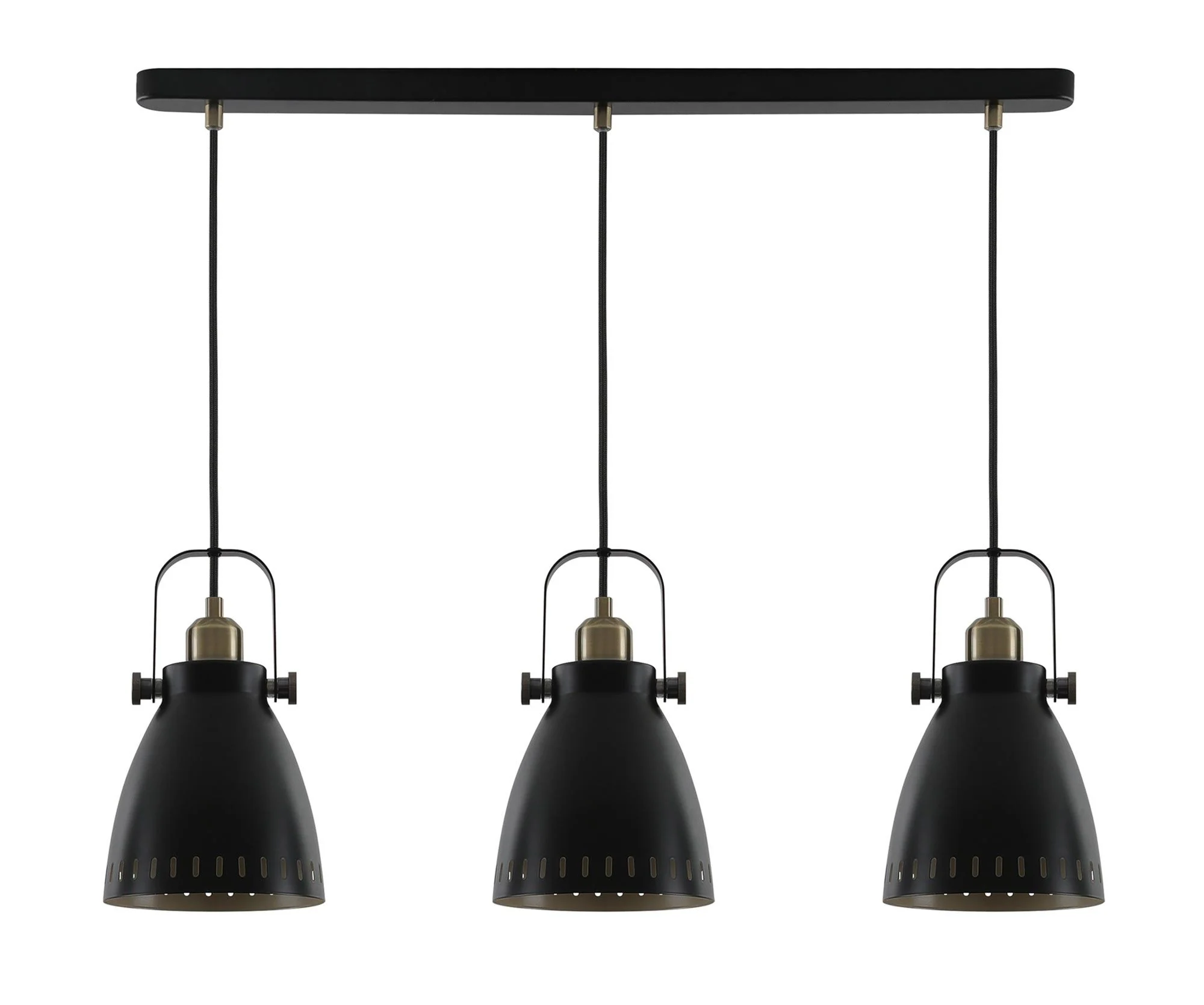 Stoke Linear Pendant, 3 x E27, Matt Black/Antique Brass/Khaki - Image 3