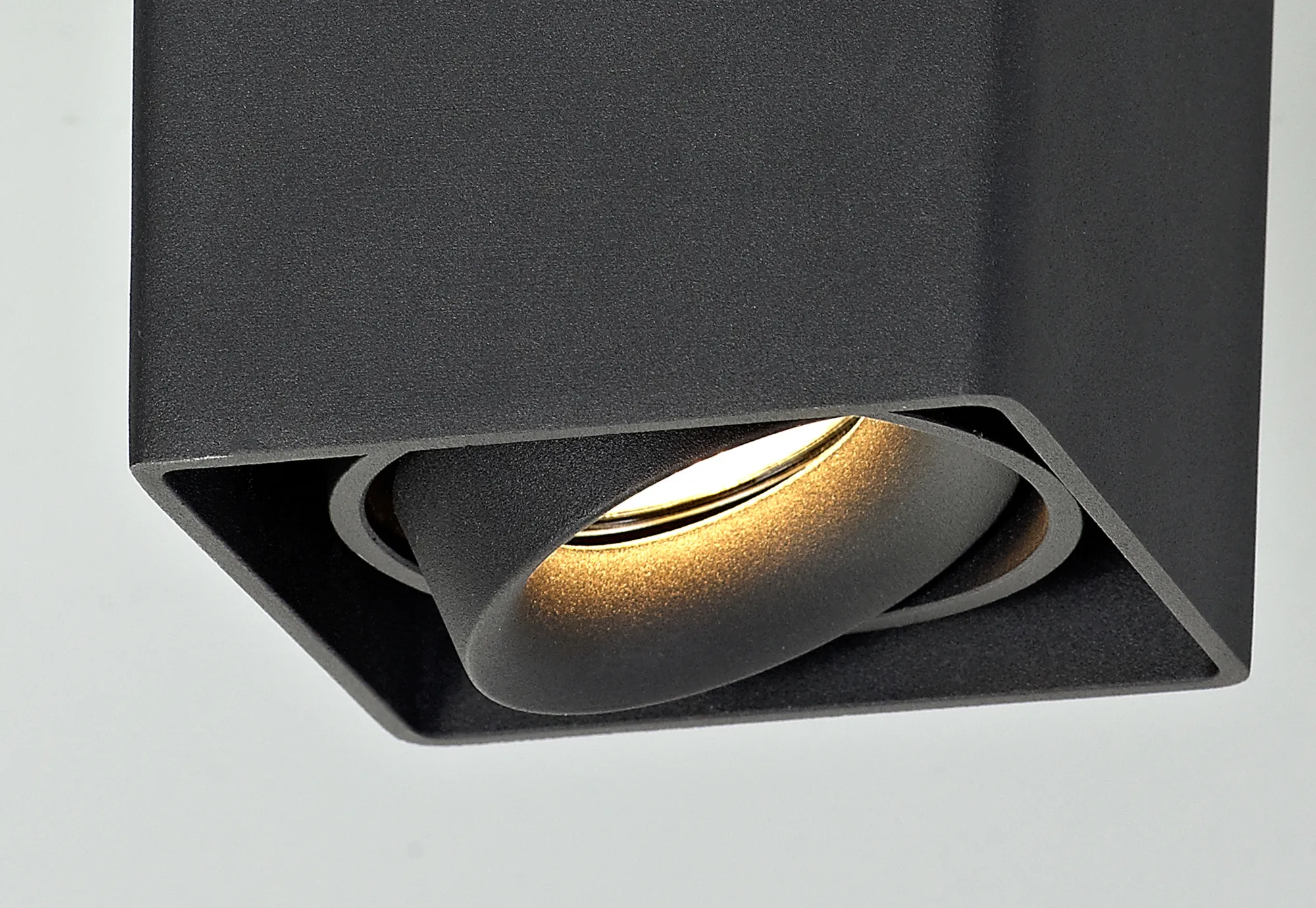 Stom Adjustable Square Spotlight, 1/2 Light GU10, Sand White/ Black Finish - Image 4