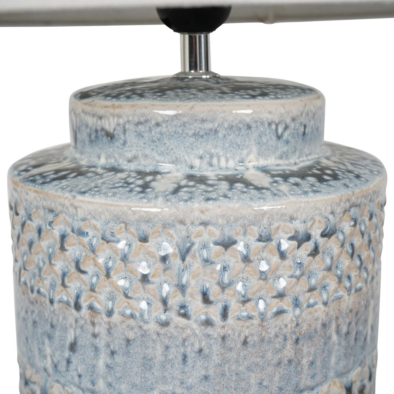 Stormy Sky Glaze Table Lamp with Cream Drum Shade - Image 2