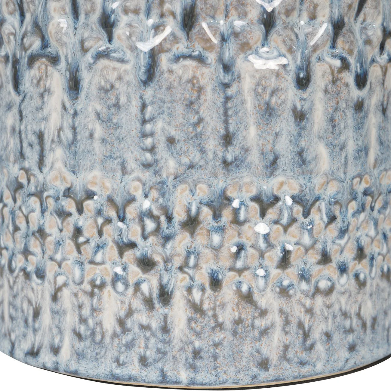 Stormy Sky Glaze Table Lamp with Cream Drum Shade - Image 3