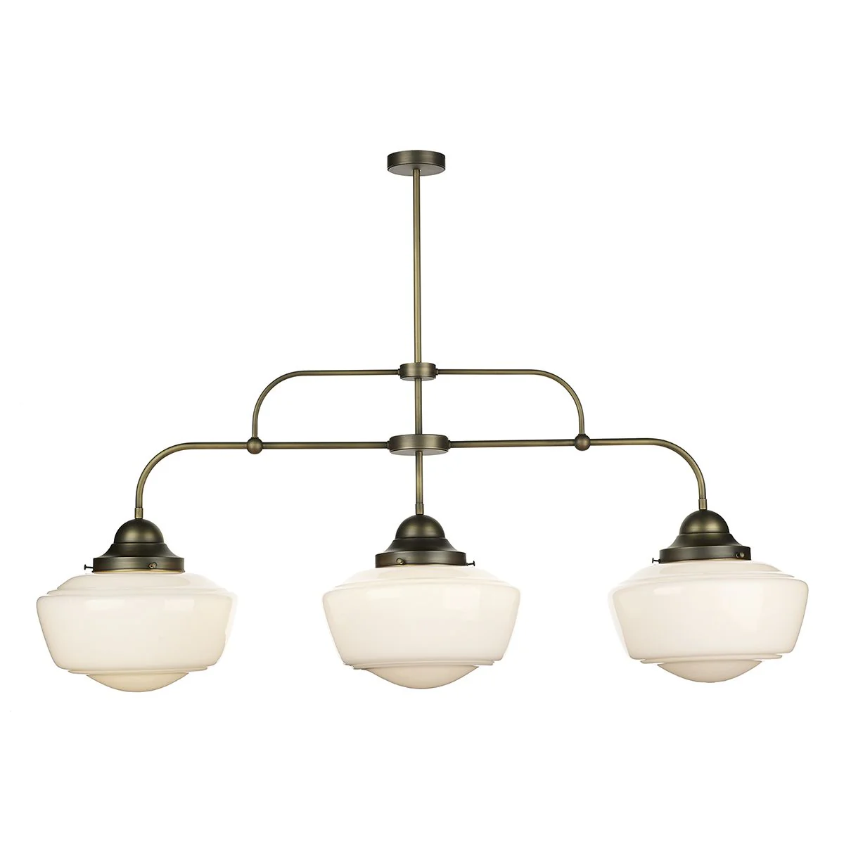 Stowe 3 light pendant in antique brass with clear/Opal/Smoked glass - Image 2