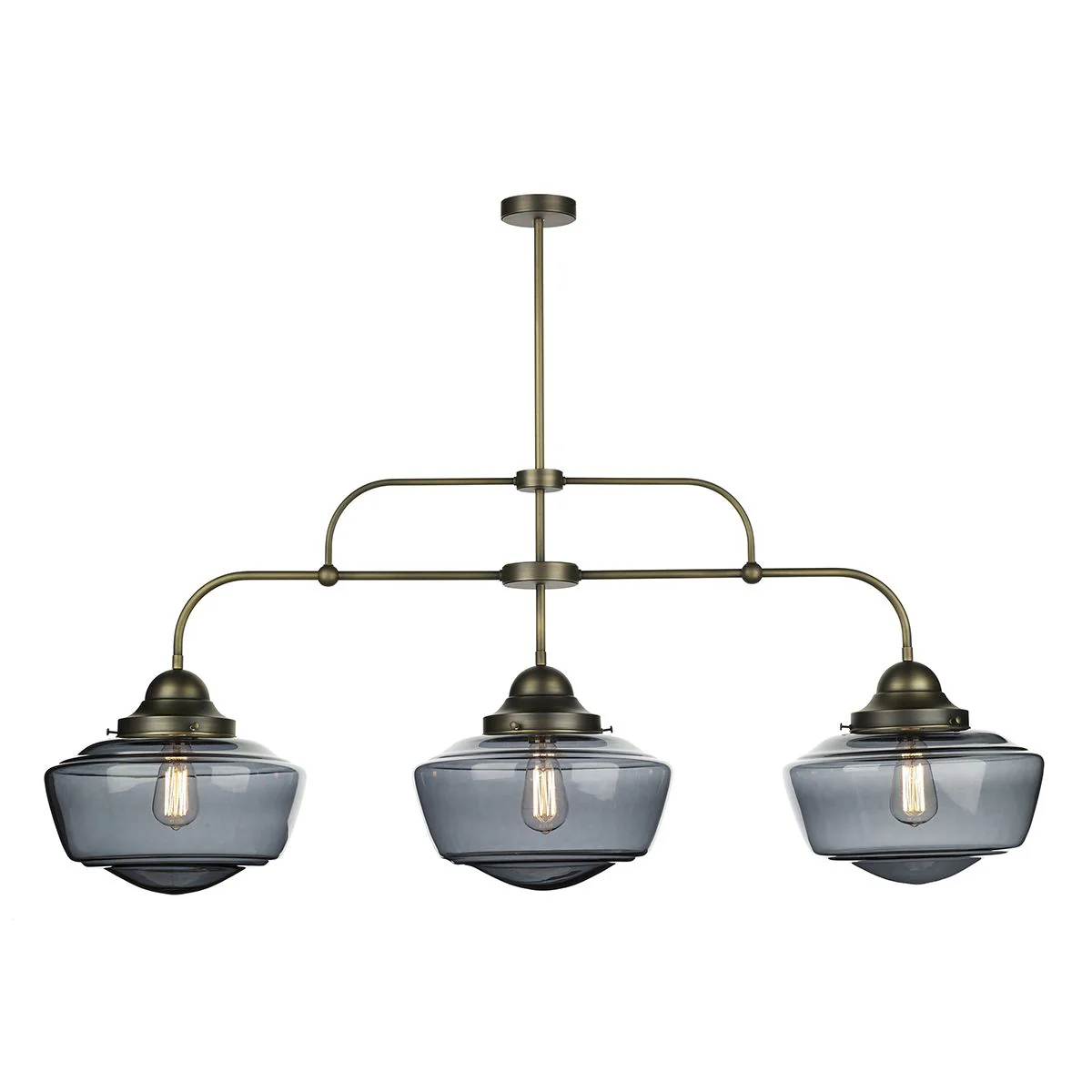 Stowe 3 light pendant in antique brass with clear/Opal/Smoked glass - Image 3