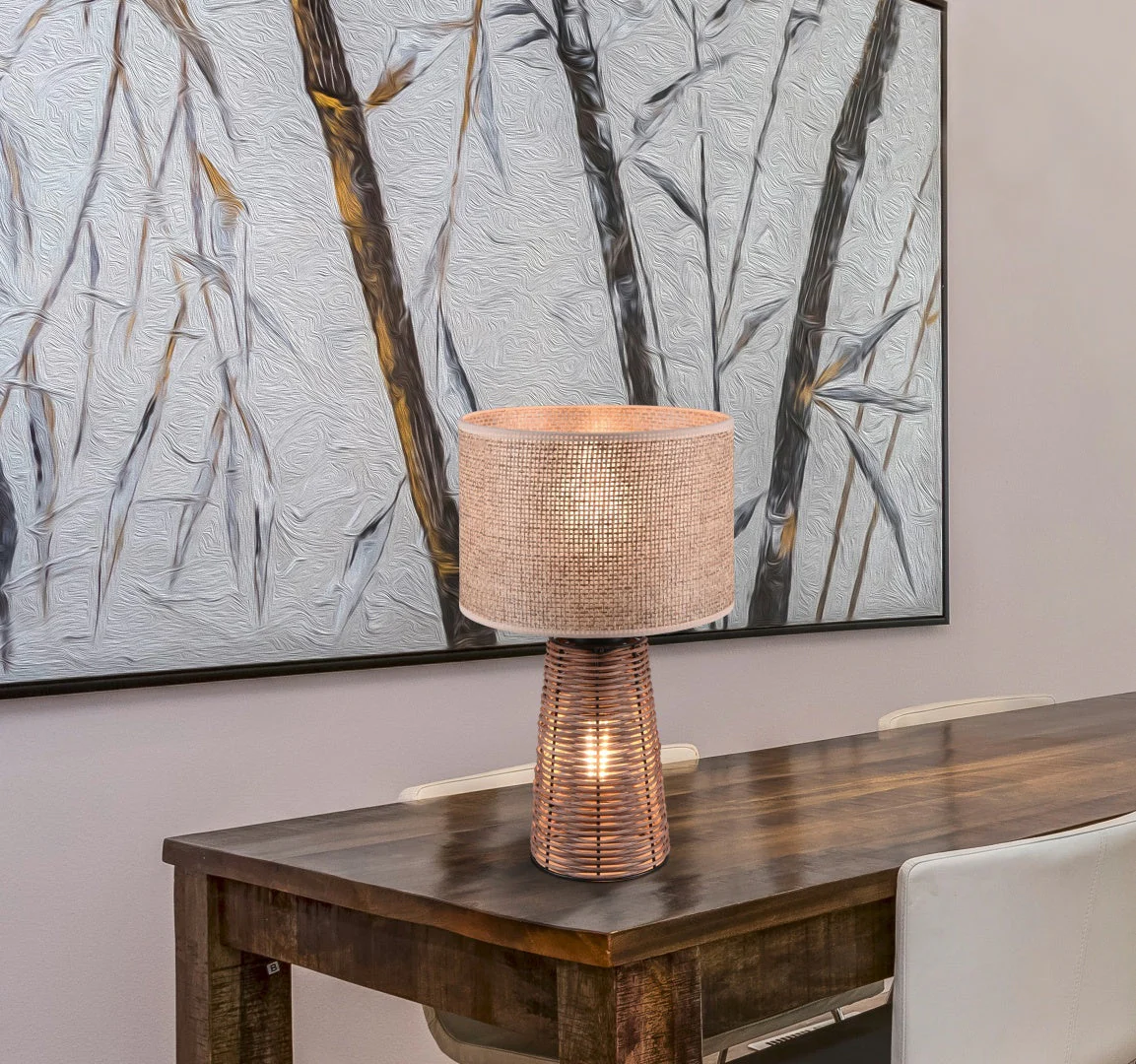 Straw Table Lamp - Natural Rattan - Image 3