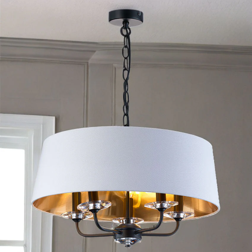 Stylo 3/5Lt Hanging Shade Ceiling Light - Antique Brass/Polished Nickel Finish - Image 5