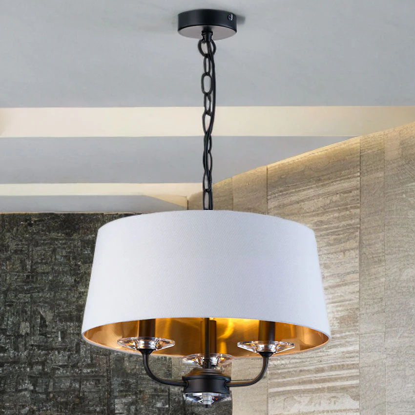 Stylo 3/5Lt Hanging Shade Ceiling Light - Antique Brass/Polished Nickel Finish - Image 6