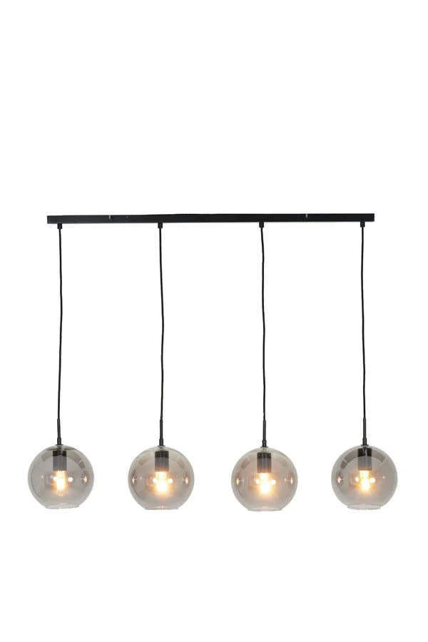 Subar 4Lt Hanging Lamp - Matt Black & Smoked Glass Finish - Image 2
