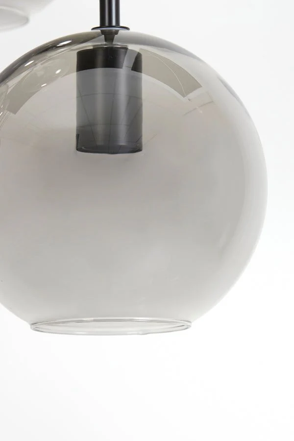 Subar 4Lt Hanging Lamp - Matt Black & Smoked Glass Finish - Image 3
