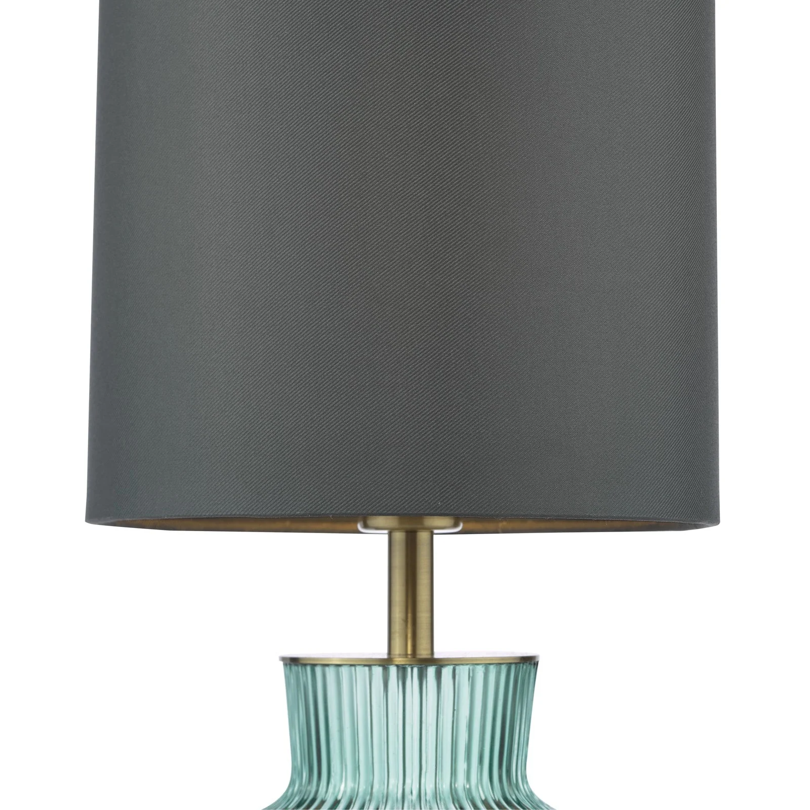 Suelita Table Lamp Brown/Green Ribbed Glass And Antique Brass With Shade E14 - Image 10