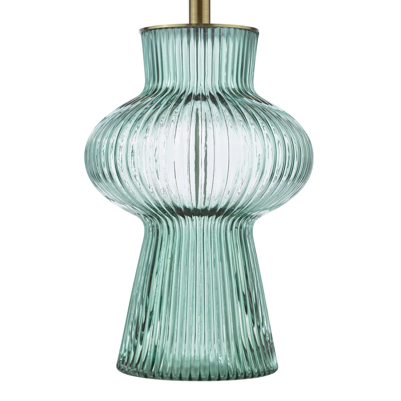 Suelita Table Lamp Brown/Green Ribbed Glass And Antique Brass With Shade E14 - Image 11