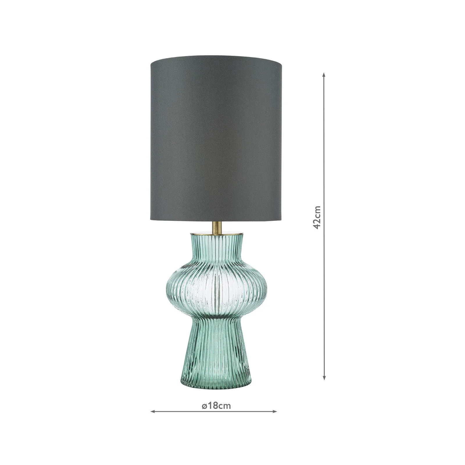 Suelita Table Lamp Brown/Green Ribbed Glass And Antique Brass With Shade E14 - Image 14