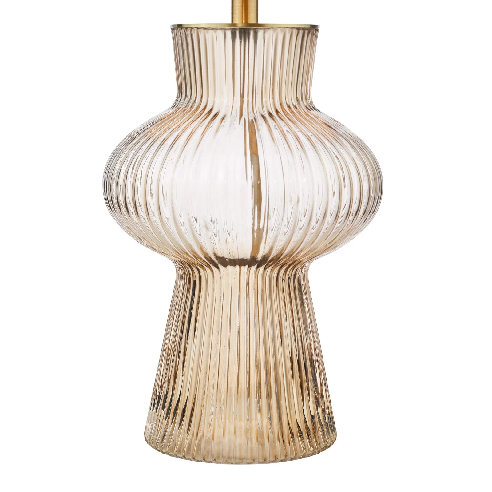 Suelita Table Lamp Brown/Green Ribbed Glass And Antique Brass With Shade E14 - Image 4