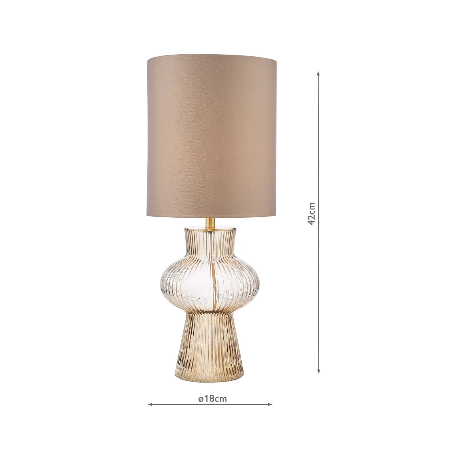 Suelita Table Lamp Brown/Green Ribbed Glass And Antique Brass With Shade E14 - Image 7