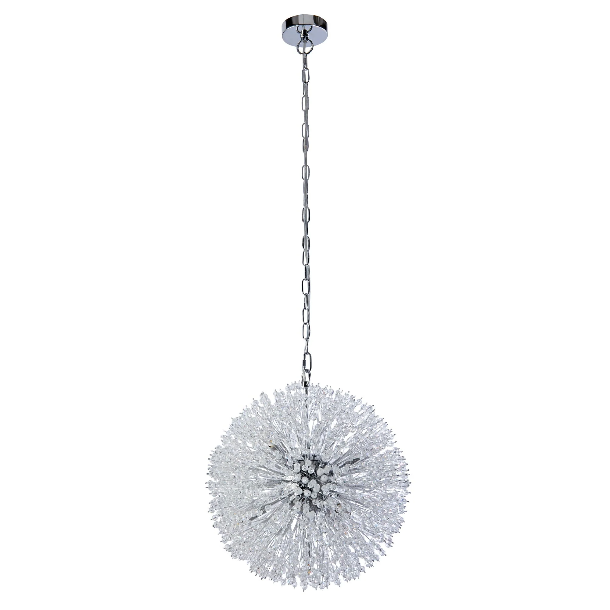 Sunburst 7lt Pendant - Chrome Metal & Glass Beads - Image 2