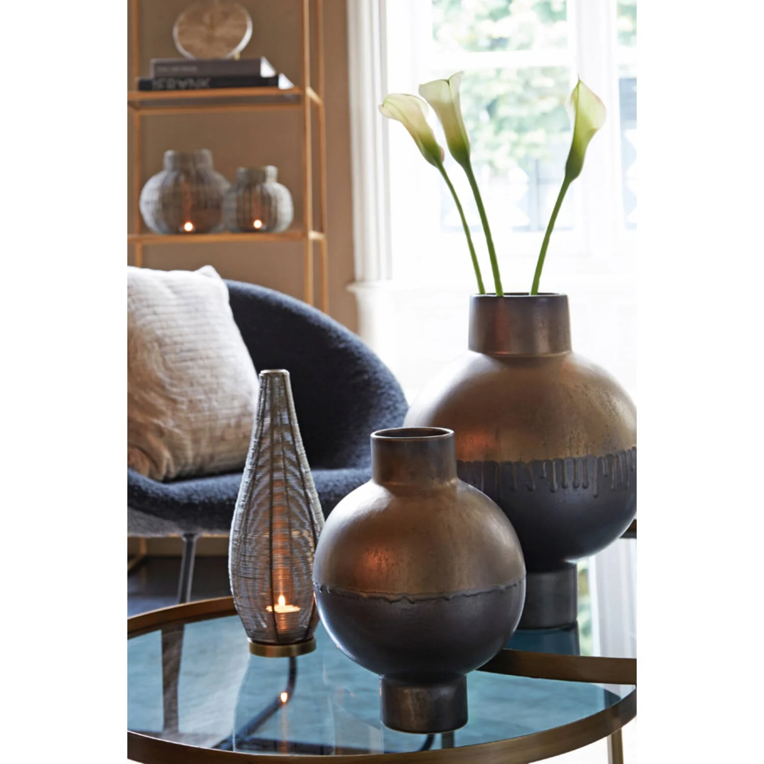 Suneka Medium/Large Tealight - Antique Copper/Matt Black/Antique Bronze/Shiny Gold Finish - Image 16