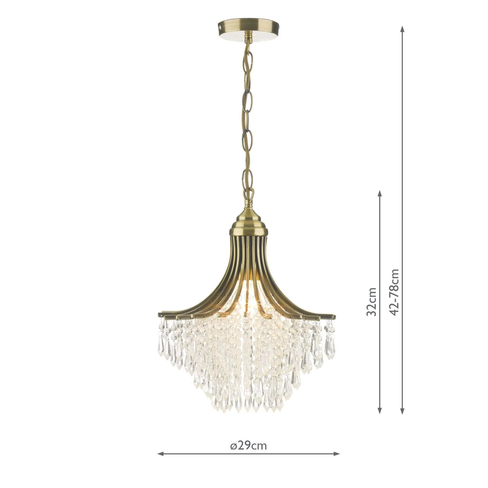 Suri 1 Light Crystal Ceiling Light Crystal -Antique Brass Finish - Image 5