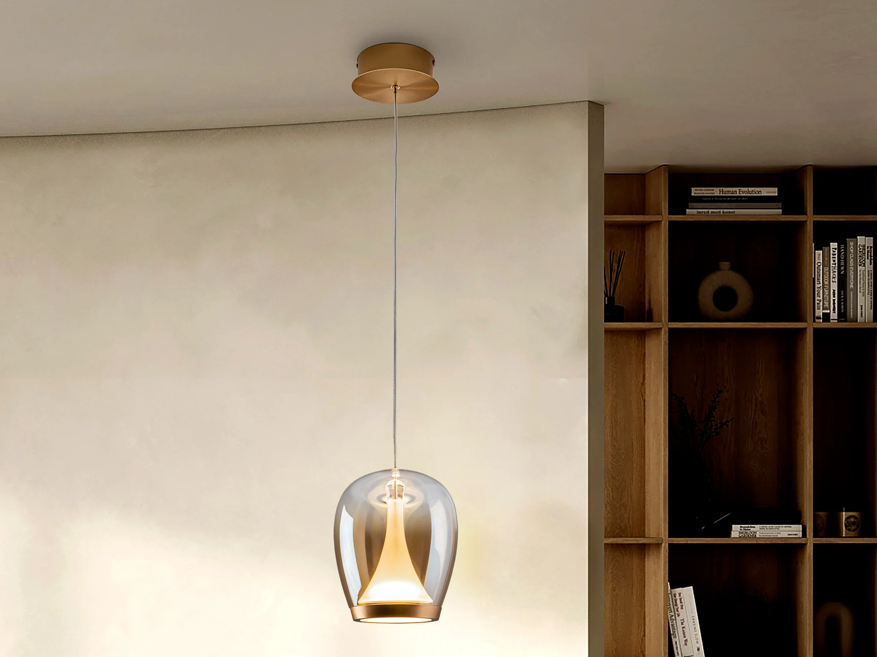 Suspiro Pendant Light- Chrome Smokey/ Golden Amber Finishes - Image 12