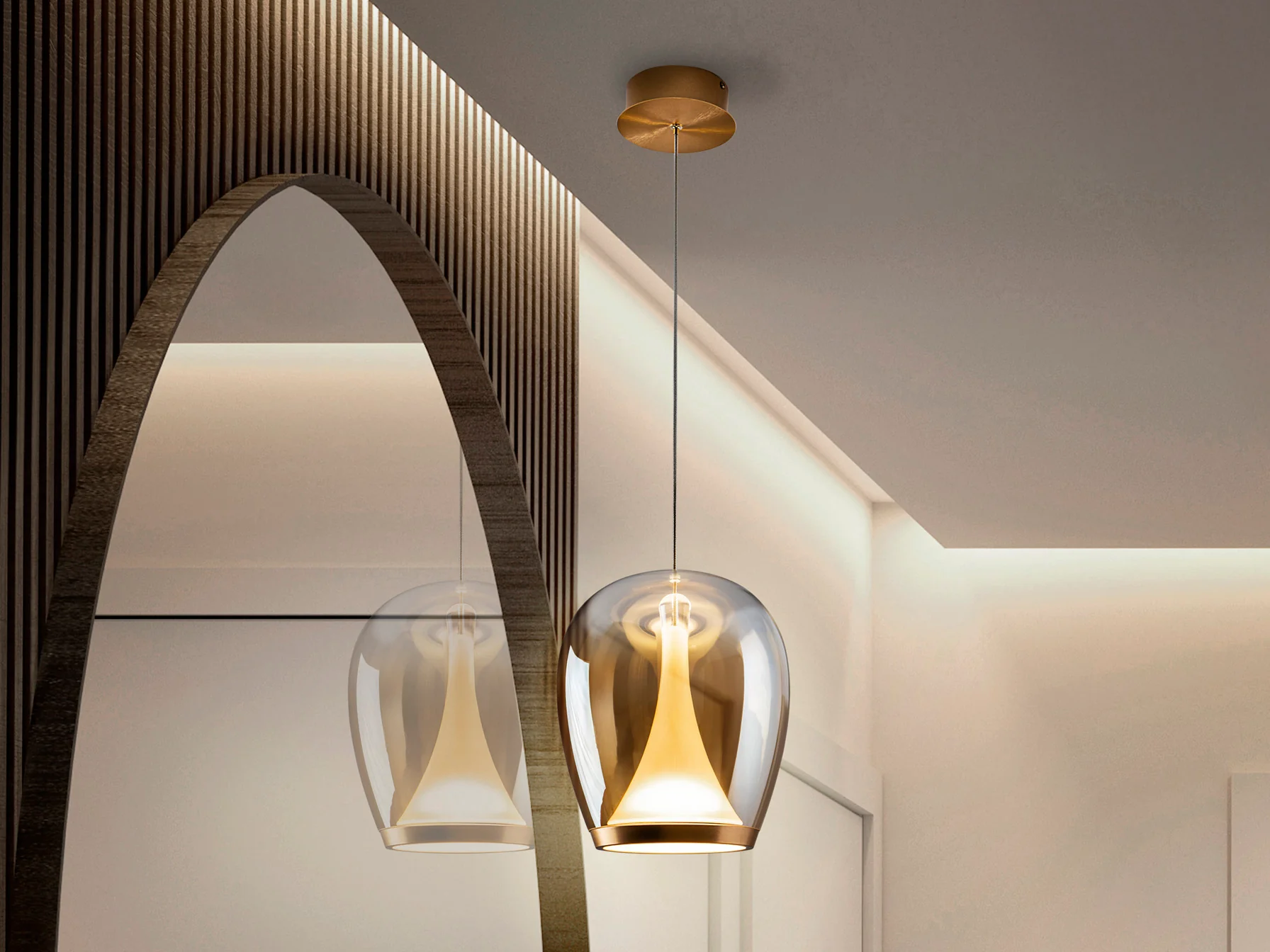 Suspiro Pendant Light- Chrome Smokey/ Golden Amber Finishes - Image 16