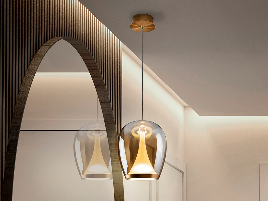 Suspiro Pendant Light- Chrome Smokey/ Golden Amber Finishes - Image 6