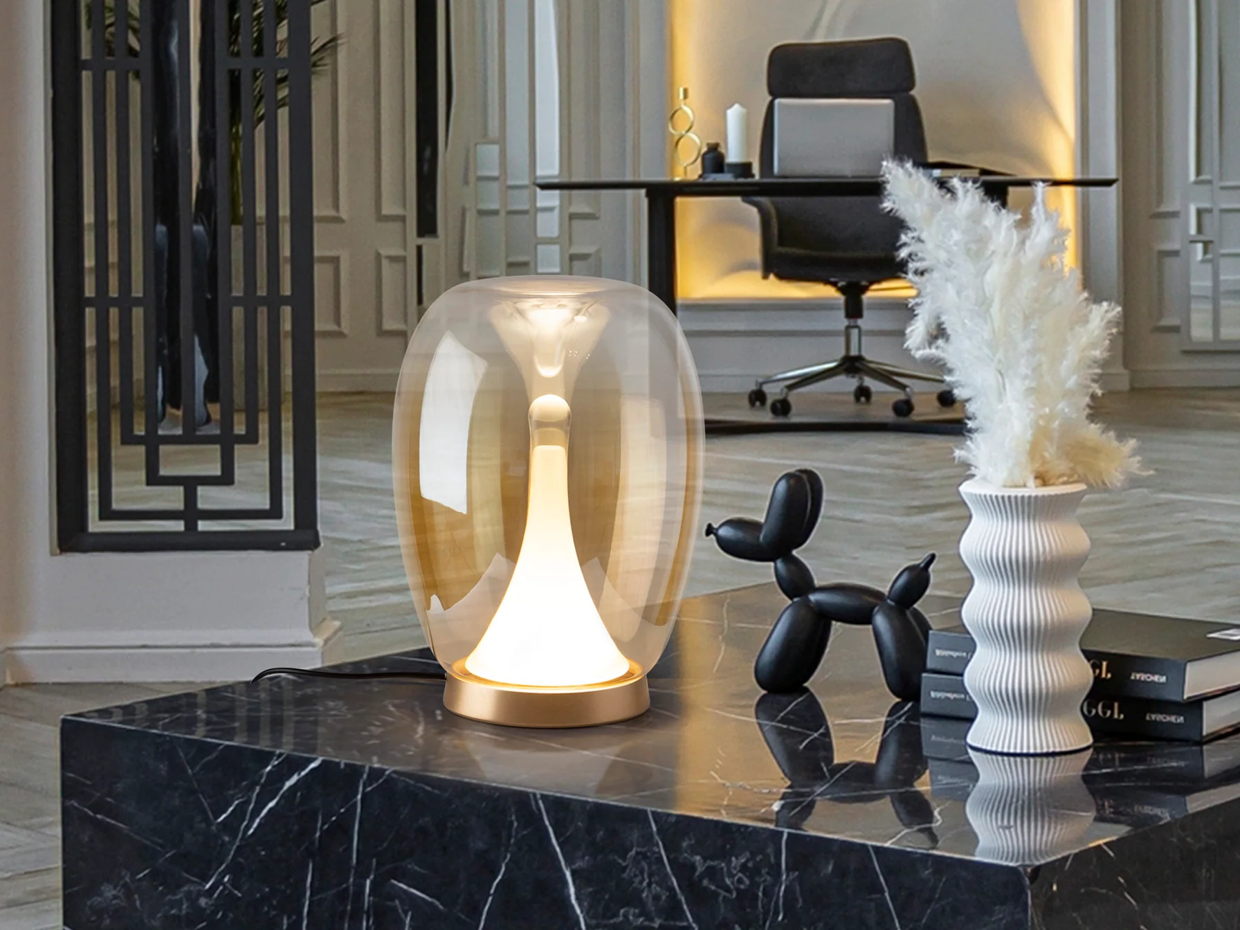 Suspiro Table Lamp- Chrome-Smoky/ Golden-Amber - Image 10