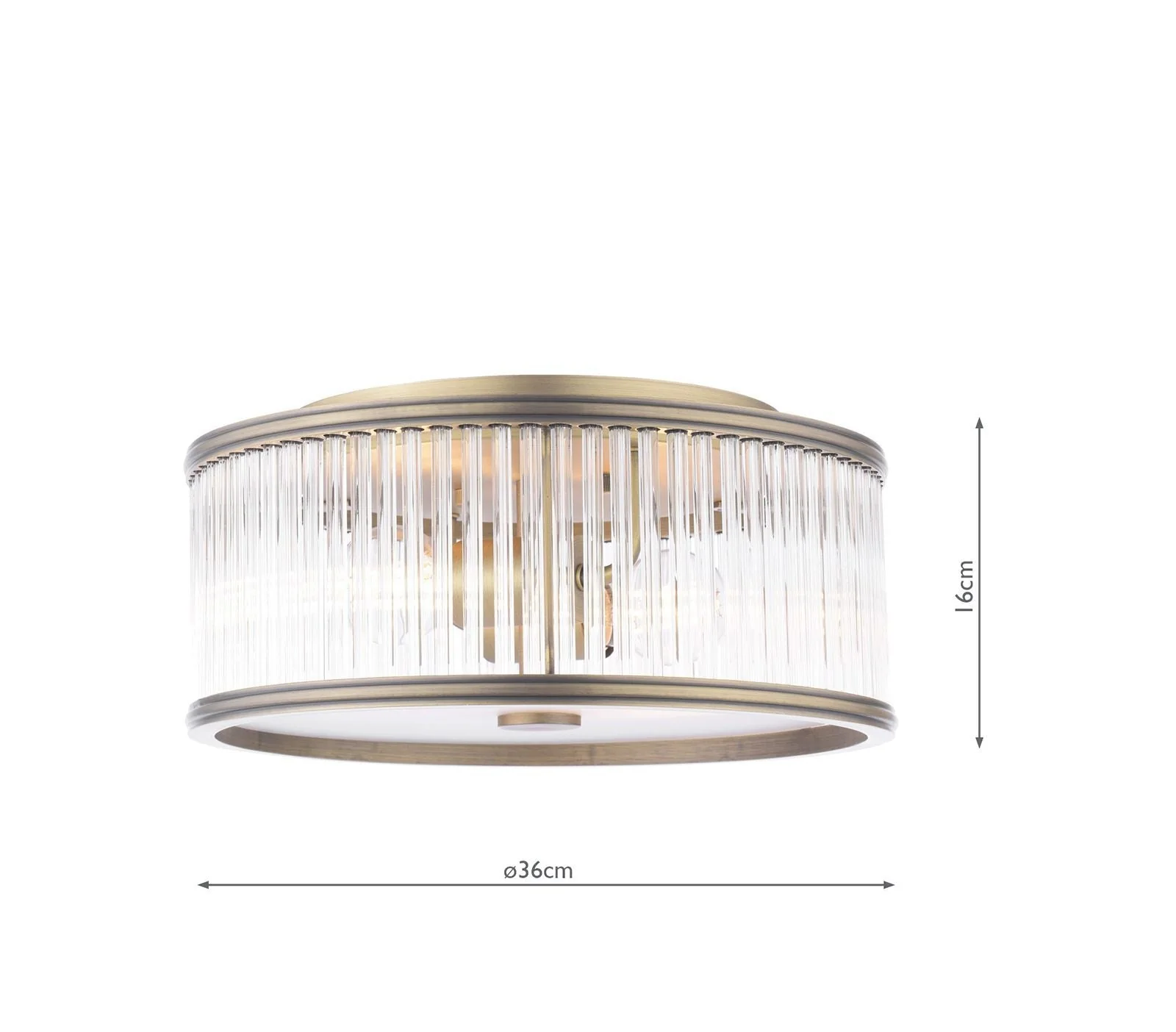 Sutton 2 Light Flush Matt Antique Brass and Ribbed Glass - Image 3