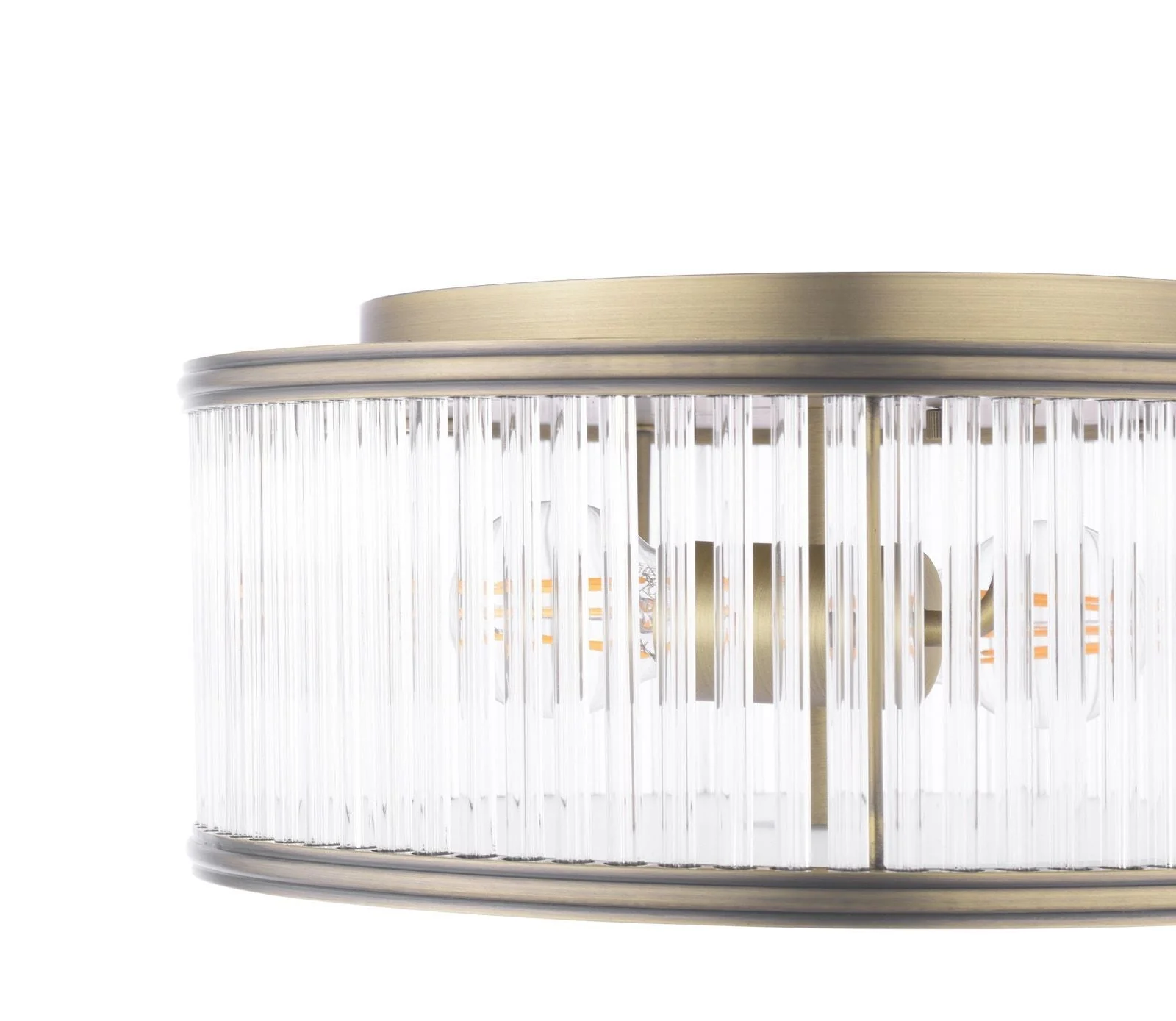 Sutton 2 Light Flush Matt Antique Brass and Ribbed Glass - Image 4