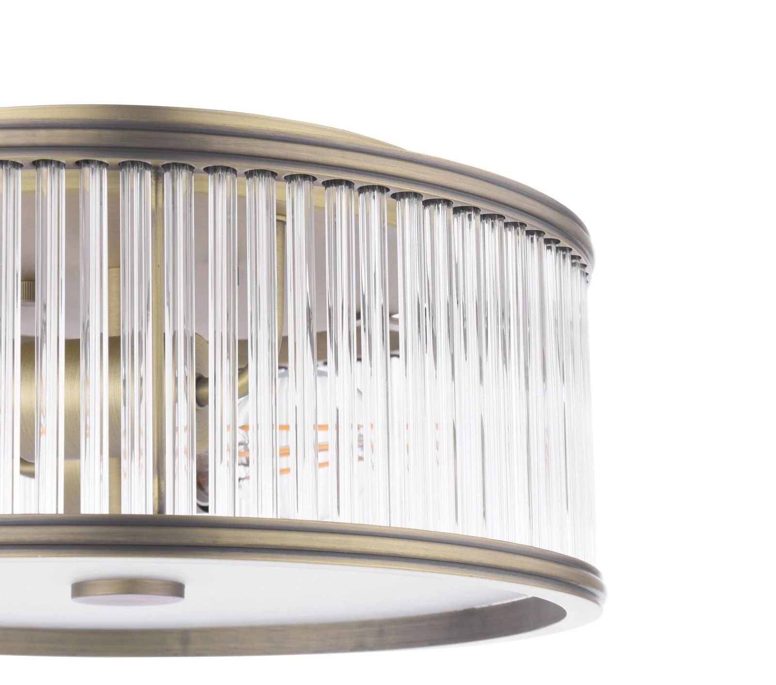 Sutton 2 Light Flush Matt Antique Brass and Ribbed Glass - Image 5