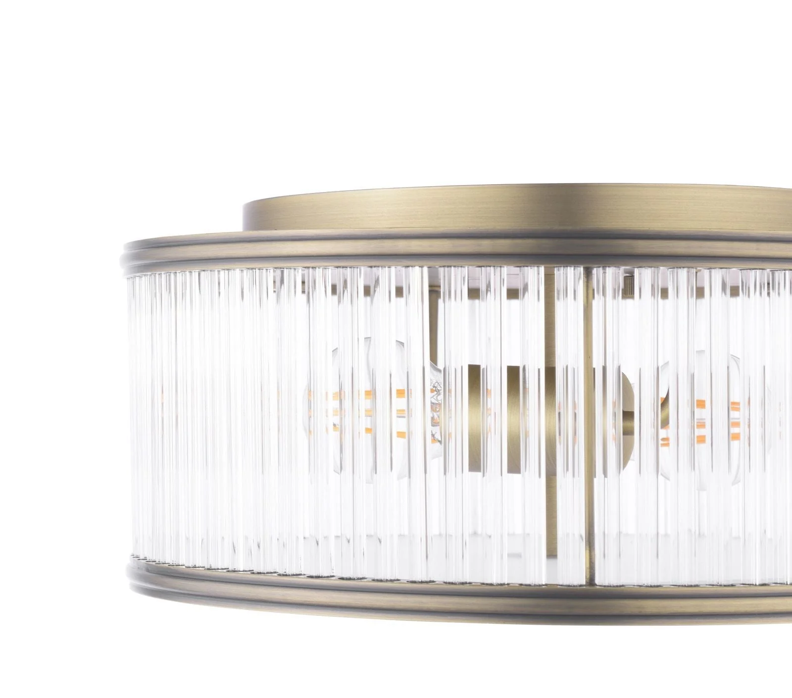 Sutton 2 Light Flush Matt Antique Brass and Ribbed Glass - Image 6