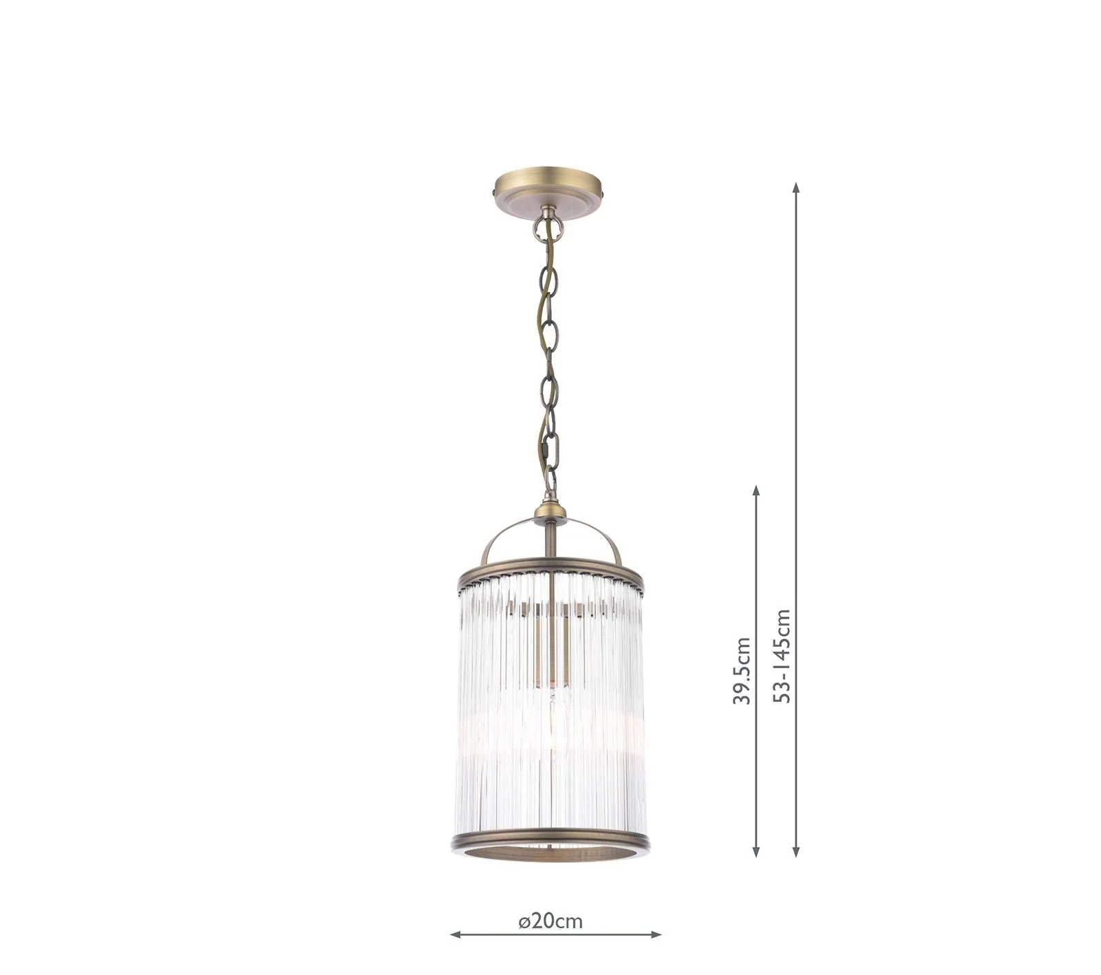 Sutton Single Lantern Matt Antique Brass and Ribbed Glass - Image 3