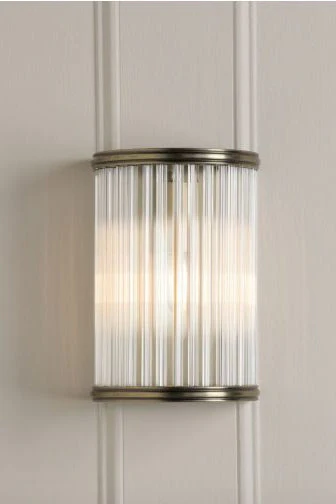 Sutton Wall Light Matt Antique Brass and Ribbed Glass - Image 3