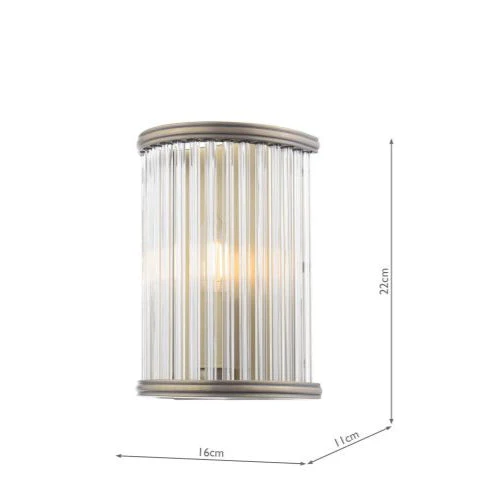 Sutton Wall Light Matt Antique Brass and Ribbed Glass - Image 4
