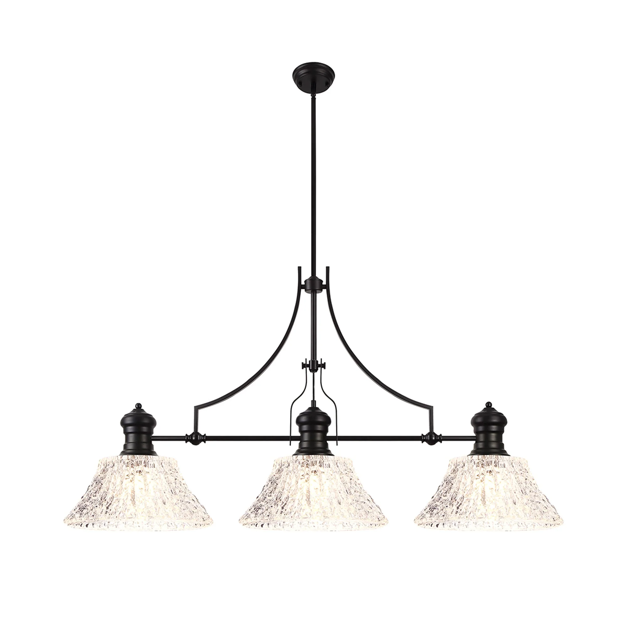 Savannah Linear Pendant, 3 x E27, Matt Black- Finish - Image 3