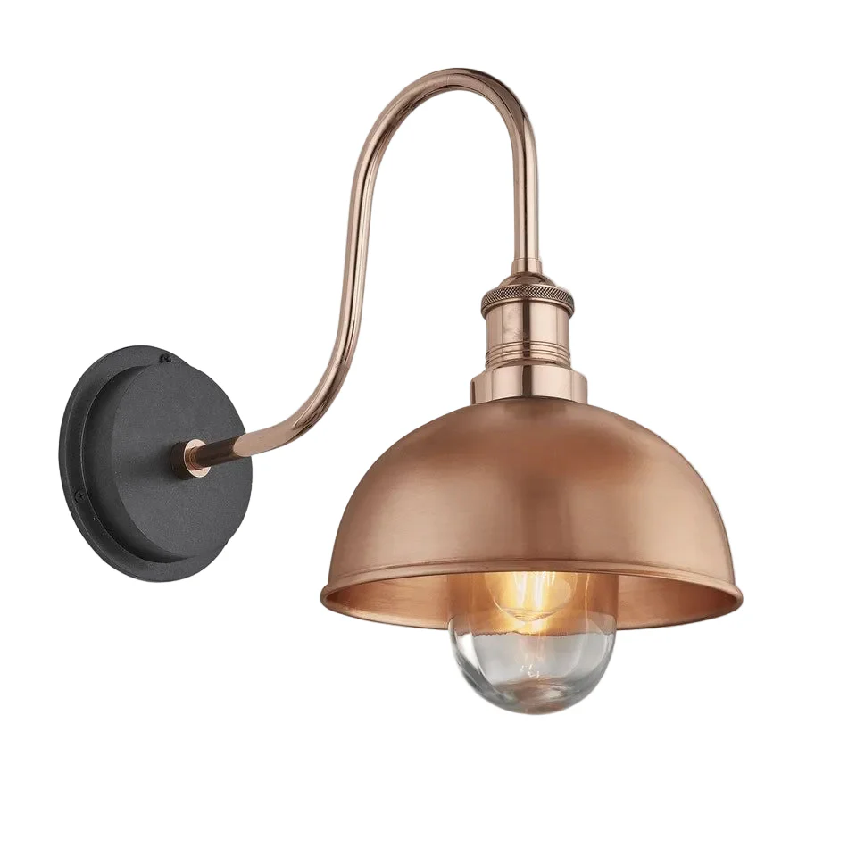 Swan Neck 8" Outdoor Dome Wall Light IP65 - Various Finishes - Image 6