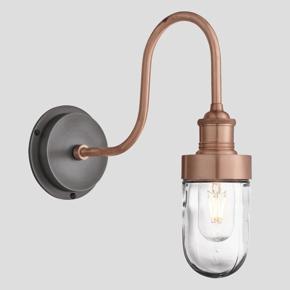 Swan Neck Tube Glass Outdoor & Bathroom Wall Light - Various Finishes - Image 4