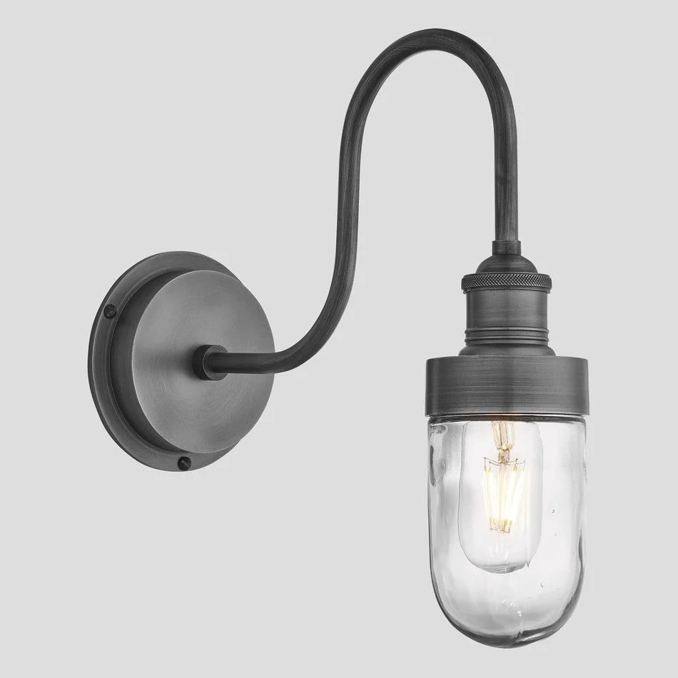 Swan Neck Tube Glass Outdoor & Bathroom Wall Light - Various Finishes - Image 8