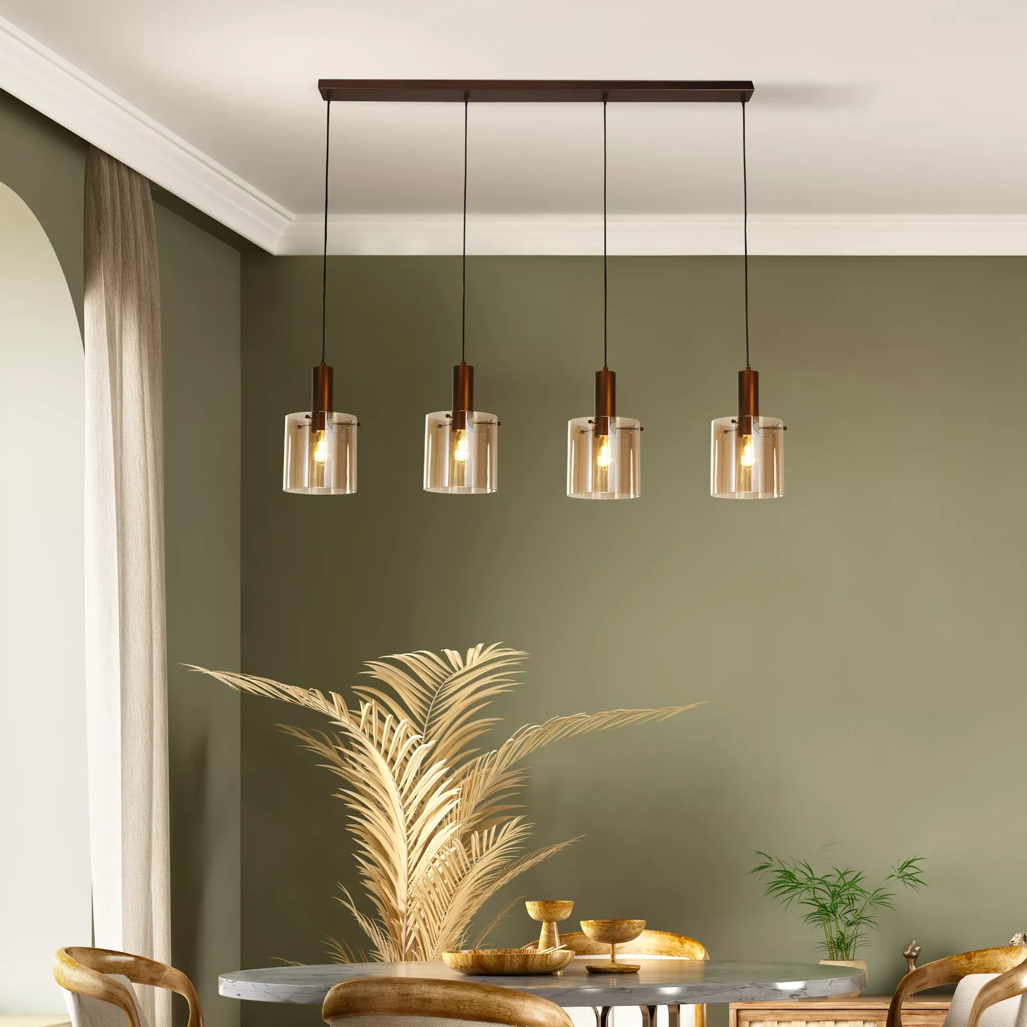 Sweden 3Lt/4Lt Bar Pendant - Mocha / Black Finish - Image 5