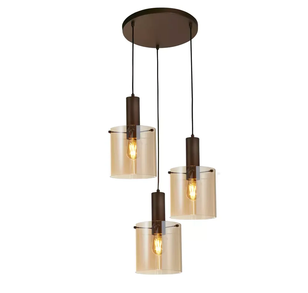 Sweden 3Lt Multi-Drop Pendant - Mocha / Black - Image 2