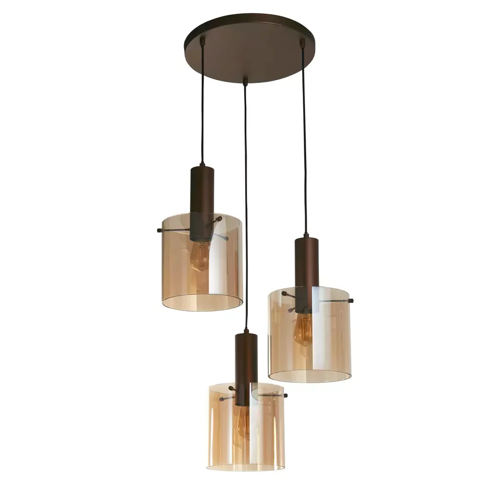 Sweden 3Lt Multi-Drop Pendant - Mocha / Black - Image 5
