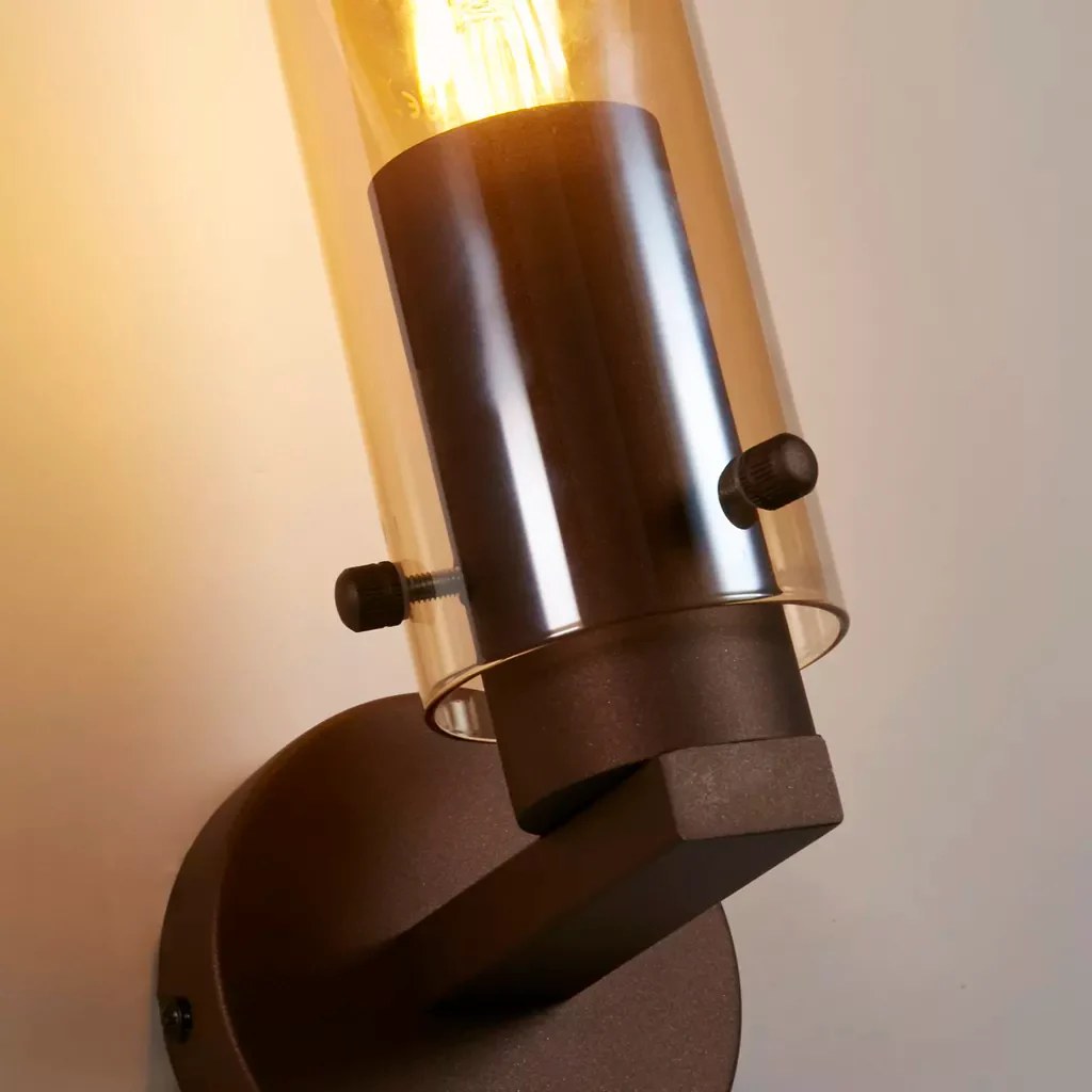 Sweden II 1Lt Wall Light - Mocha Metal & Amber Glass - Image 4